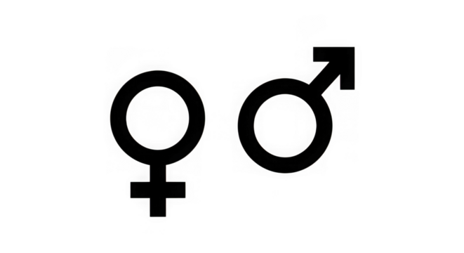 Ai generated image of male and female gender symbols isolated on transparent background