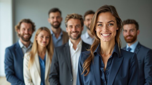 business team showing thumb up while sitting at the office. muslim people worker smiling to camera
