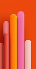 Obraz premium Abstract graphic design. Vertical colorful cylinders on orange background