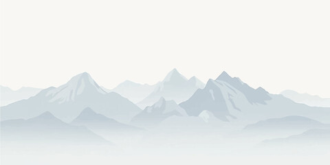 Snow covered mountain landscape with high alpine peaks and clear winter sky