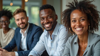 Obraz premium Successful multiethnic business people on a meeting. 