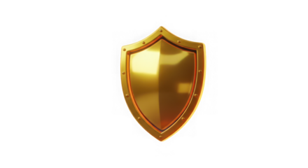 Ai generated image of golden shield isolated on transparent background