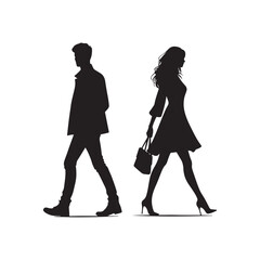 vector silhouette of  woman and boy