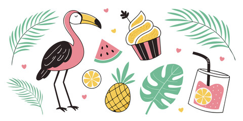 Cute Tropical Animals Summer Clipart