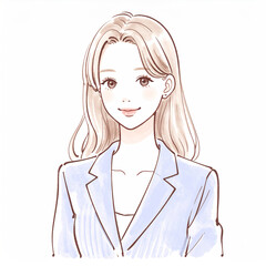 Watercolor Hand-Drawn Woman Illustration – Minimal and Elegant Style ^_^水彩風・手書き風の女性イラスト – シンプルで上品なスタイル