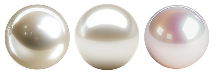 Elegant Collection of Realistic Shiny Pearl Sphere Designs, PNG bundle collection, Isolated on Transparent Background