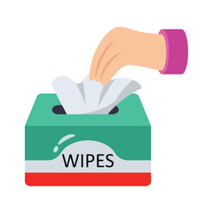 Hand taking tissue from a box of wipes, tissue, hygiene, disinfectant