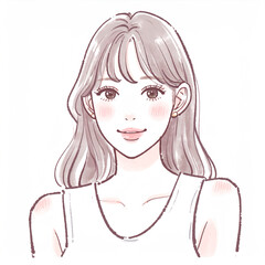 Watercolor Hand-Drawn Woman Illustration – Minimal and Elegant Style ^_^水彩風・手書き風の女性イラスト – シンプルで上品なスタイル