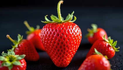 Vibrant Strawberry with Shadowed Companions