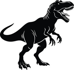 Naklejka premium tyrannosaurus rex dinosaur silhouette in roaring pose vector prehistoric design