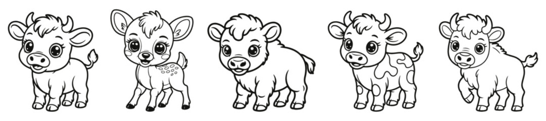 Adorably Cute Baby Calf Cartoon Illustrations