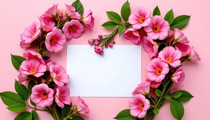 Heartshaped Bouquet Pink Flowers with Blank Card