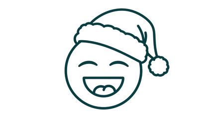 Obraz premium Isolated smiley face with Santa hat outline