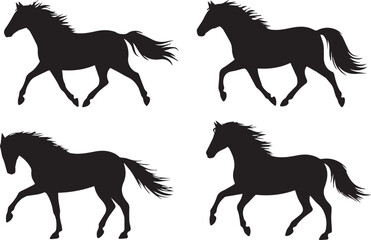 elegant horse silhouette vector design of galloping equine figures in black for branding stationery and print