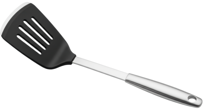 Isolated black slotted spatula