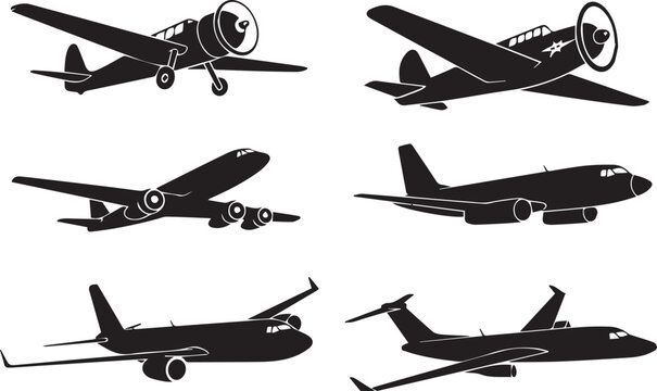 collection of versatile airplane silhouettes vector ai eps jpeg png for graphic design aviation themes