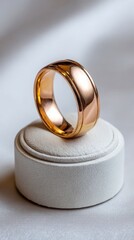 Elegant rose gold wedding band on display