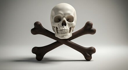 Shadowy Skull & Bones: 3D Rendered Still Life