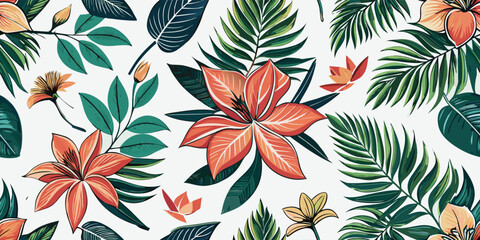 Abstract floral seamless pattern with dotted style. flower pattern background.leaf, graphic, print, dot, wallpaper, abstract, art, fabric, illustration, modern, vintage, white, design, floral, flower,