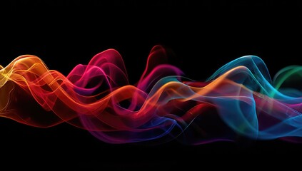 Abstract colorful smoke swirls on black background