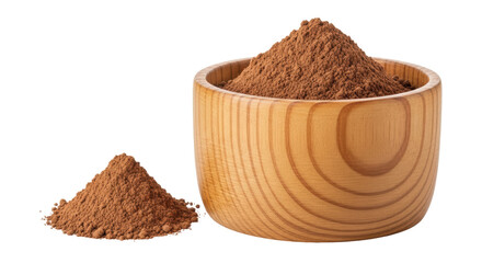 Isolated Wooden Bowl with Cocoa Powder