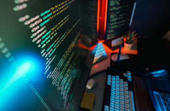 Programmer Workspace Code Screen Neon Lights