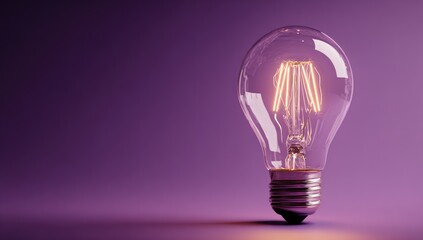 Vintage light bulb on purple background