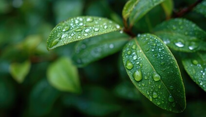 Close-up of dewy green leaves (1)