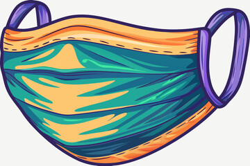 Colorful Fabric Face Mask with Vibrant Design for Health Awareness, Personal Safety, and Creative Expressions in Blogs, Websites, and Social Media Content  