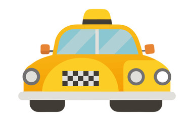Flat Vector Illustration of Classic Retro Taxi with Vintage Fare Sign – Iconic Yellow Cab Design for Transport and Nostalgia Themes