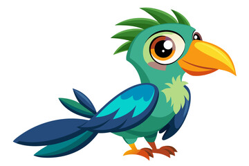 Obraz premium Colorful Cartoon Parakeet Bird Illustration – Blue and Yellow Budgie Clipart