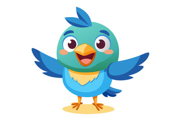 Colorful Cartoon Parakeet Bird Illustration &ndash; Blue and Yellow Budgie Clipart