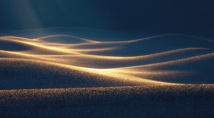 Golden dunes bathed in a dramatic, illuminating light