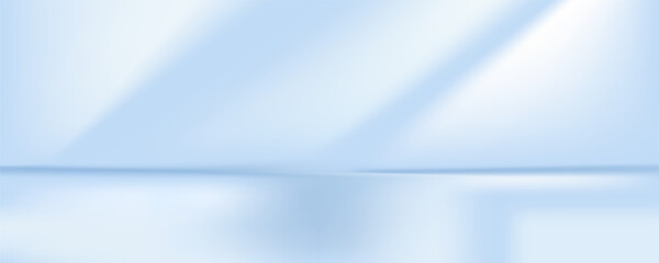 Blue studio room. Limbo light background. Abstract 3d backdrop for product presentation. Minimal wall scene. Showcase, promotion display. Vector stage mockup illustration