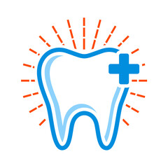 Teeth with medical symbol incoporating vector logo
