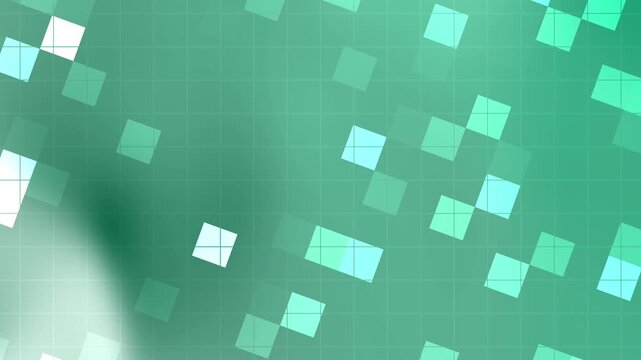Arctic Sunrise Abstract green background with dynamically rotating squares and subtle grid overlay animation effect