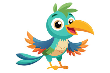 Fototapeta premium Colorful Cartoon Parakeet Bird Illustration – Blue and Yellow Budgie Clipart