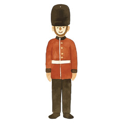 Iconic British Guard Illustration in Watercolor for Cultural Art