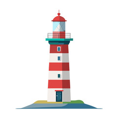 a stylized lighthouse with red and white horizontal stripes, no background vector file.