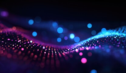 Abstract digital wave of glowing particles