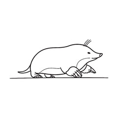 Minimalist Mole Line Art – Mole Vector Illustration Clean Drawing with Defined Curves – Mole Drawing – Line Art Drawing of Mole – Mole Icon

