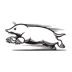 Minimal Mole Line Art – Mole Vector Illustration Simplified Drawing with Rounded Head – Mole Drawing – Line Art Drawing of Mole – Mole Icon

