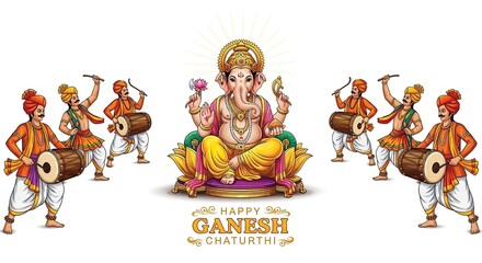 illustration of Lord Ganpati for Ganesh Chaturthi festival of India, Ganesh chaturthi for greeting,card, poster background.