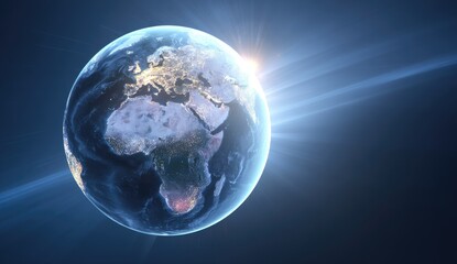 Fototapeta premium Earth globe, sunrise, vibrant