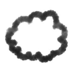 Smoky Ring: A dramatic, abstract cloud formation of swirling smoke, the dark smoky ring floats mysteriously in the air.