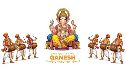 illustration of Lord Ganpati for Ganesh Chaturthi festival of India, Ganesh chaturthi for greeting,card, poster background.