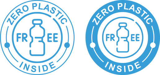 Plastic Free Badge – Zero Plastic Eco Icon, Label, and Green Packaging Sticker for Branding