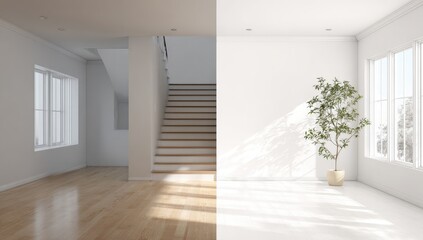 Obraz premium Empty room, before and after renovation