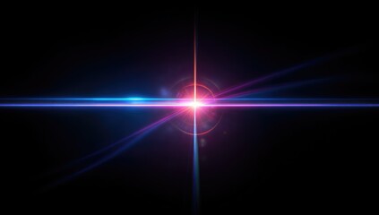 Abstract light flares cross on black background