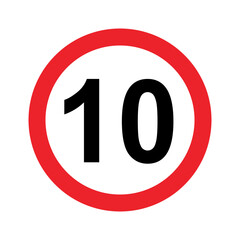 road speed limit 10 mph warning sign vector